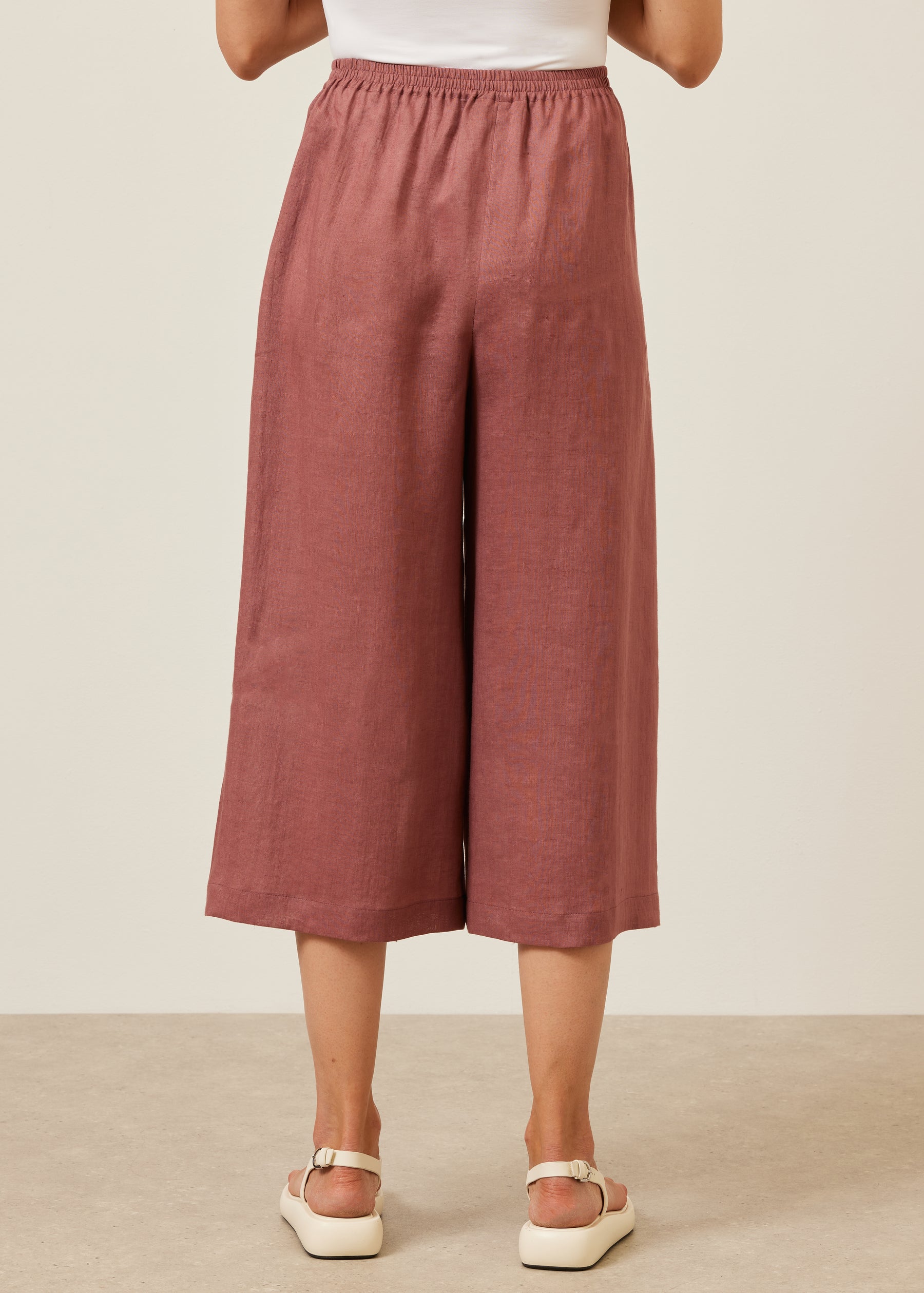 linen flared cropped trouser