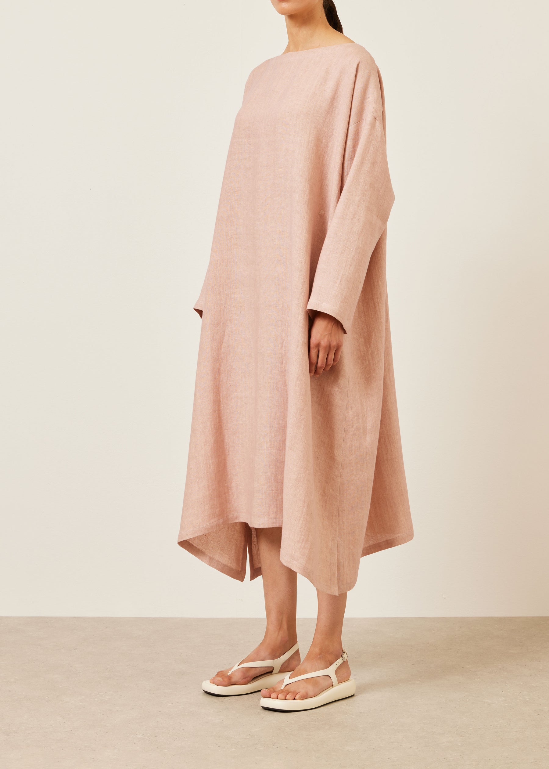 linen wide a-line scoop neck dress