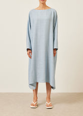 linen wide a-line scoop neck dress