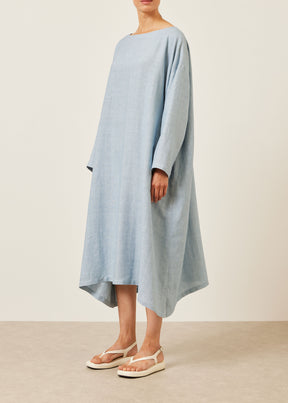 linen wide a-line scoop neck dress