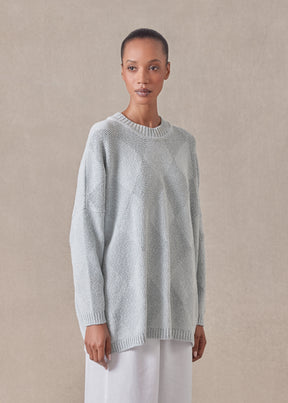 cotton 3/4 width round neck sweater - mid plus