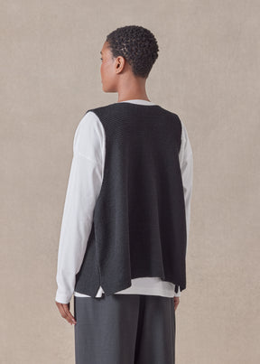 cotton linen mix  open waistcoat - mid