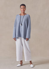 cotton linen mix  bateau neck sweater - mid plus