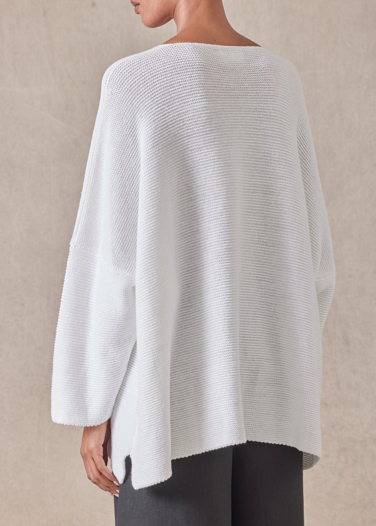 cotton linen mix  bateau neck sweater - mid plus