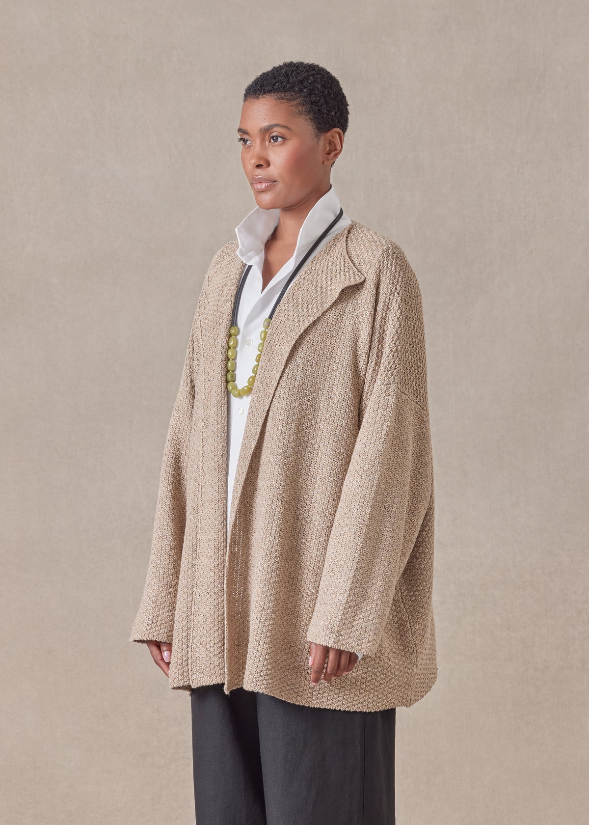 cotton linen mix  jacket coat - mid plus