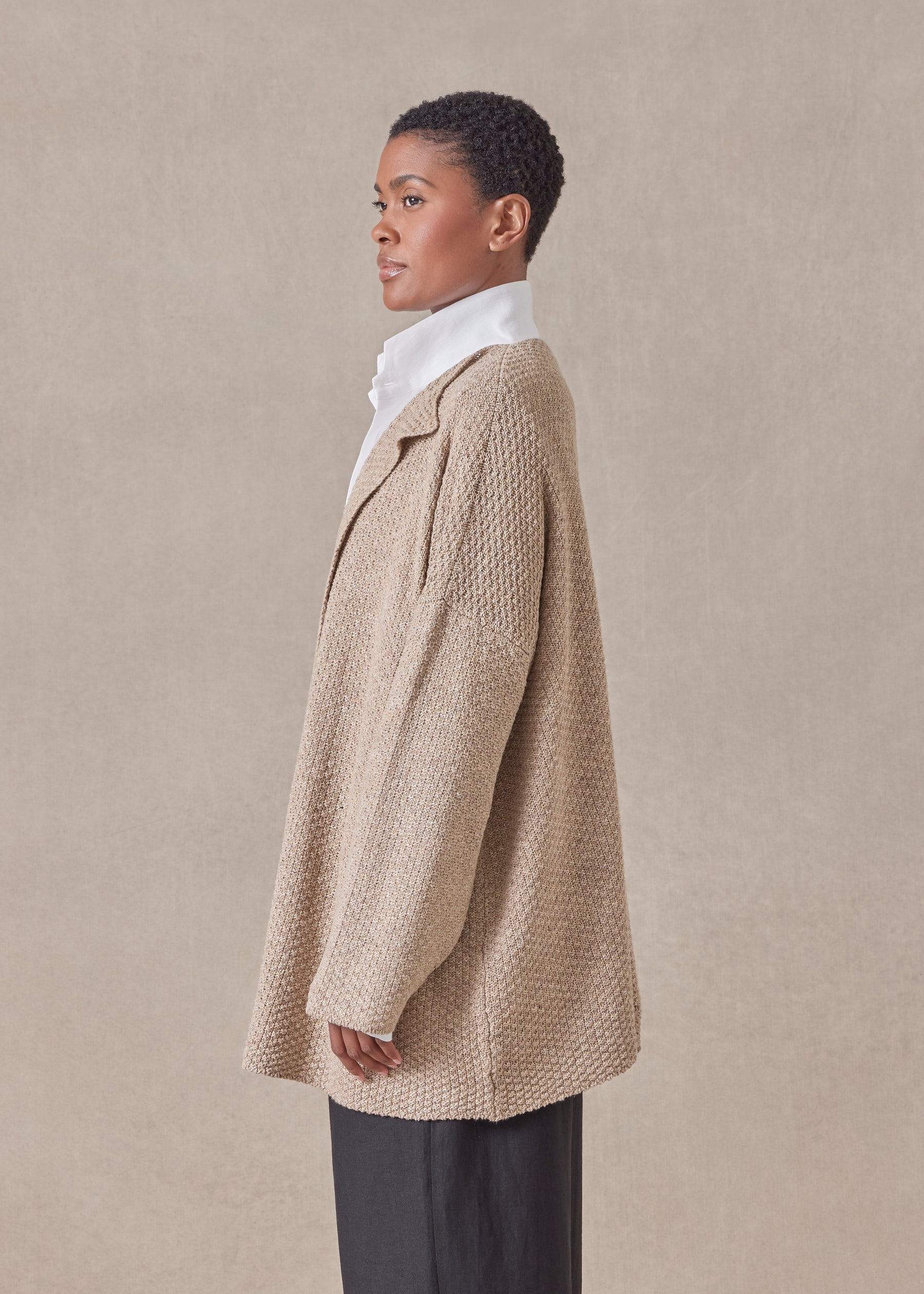 cotton linen mix  jacket coat - mid plus