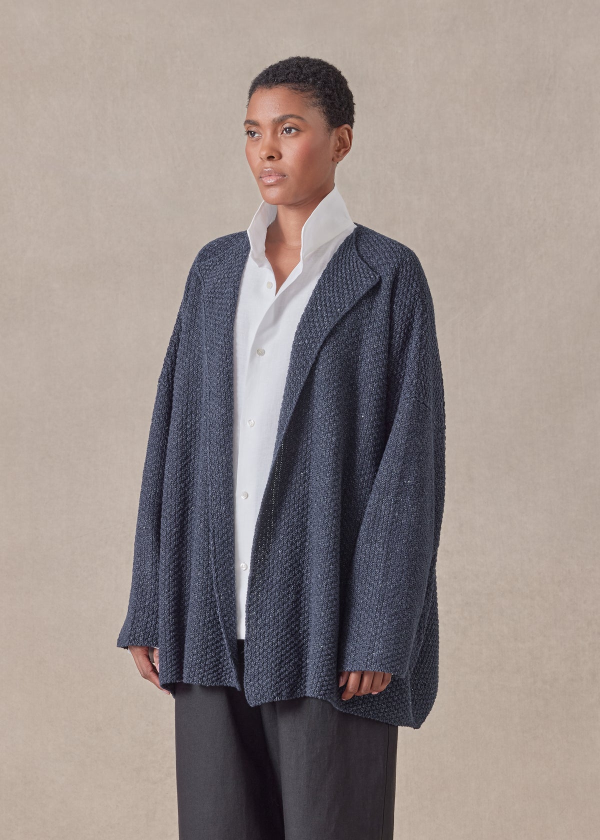 cotton linen mix  jacket coat - mid plus