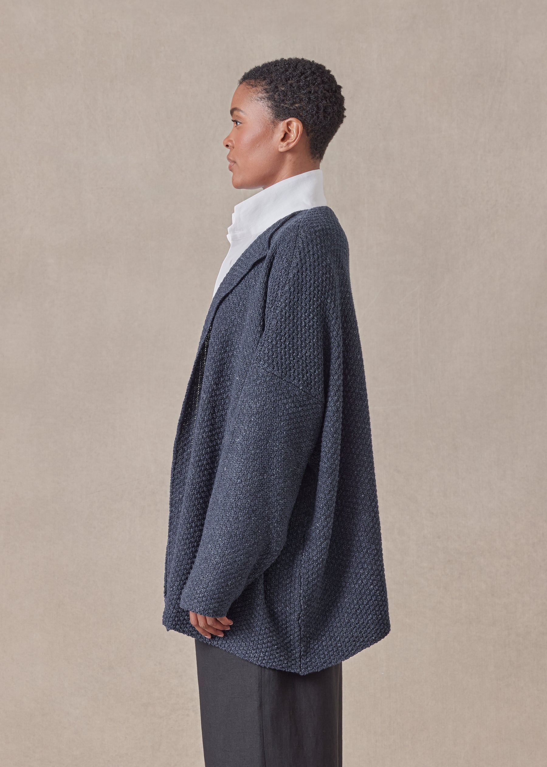 cotton linen mix  jacket coat - mid plus