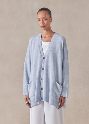 cotton linen mix  v-neck cardigan - long