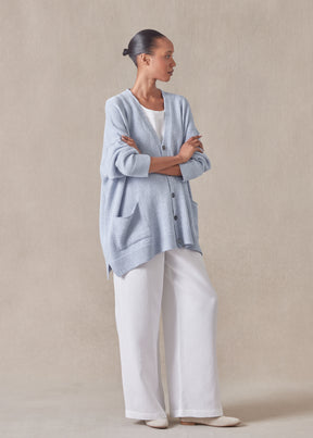 cotton linen mix  v-neck cardigan - long