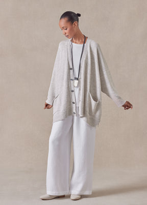 cotton linen mix  v-neck cardigan - long