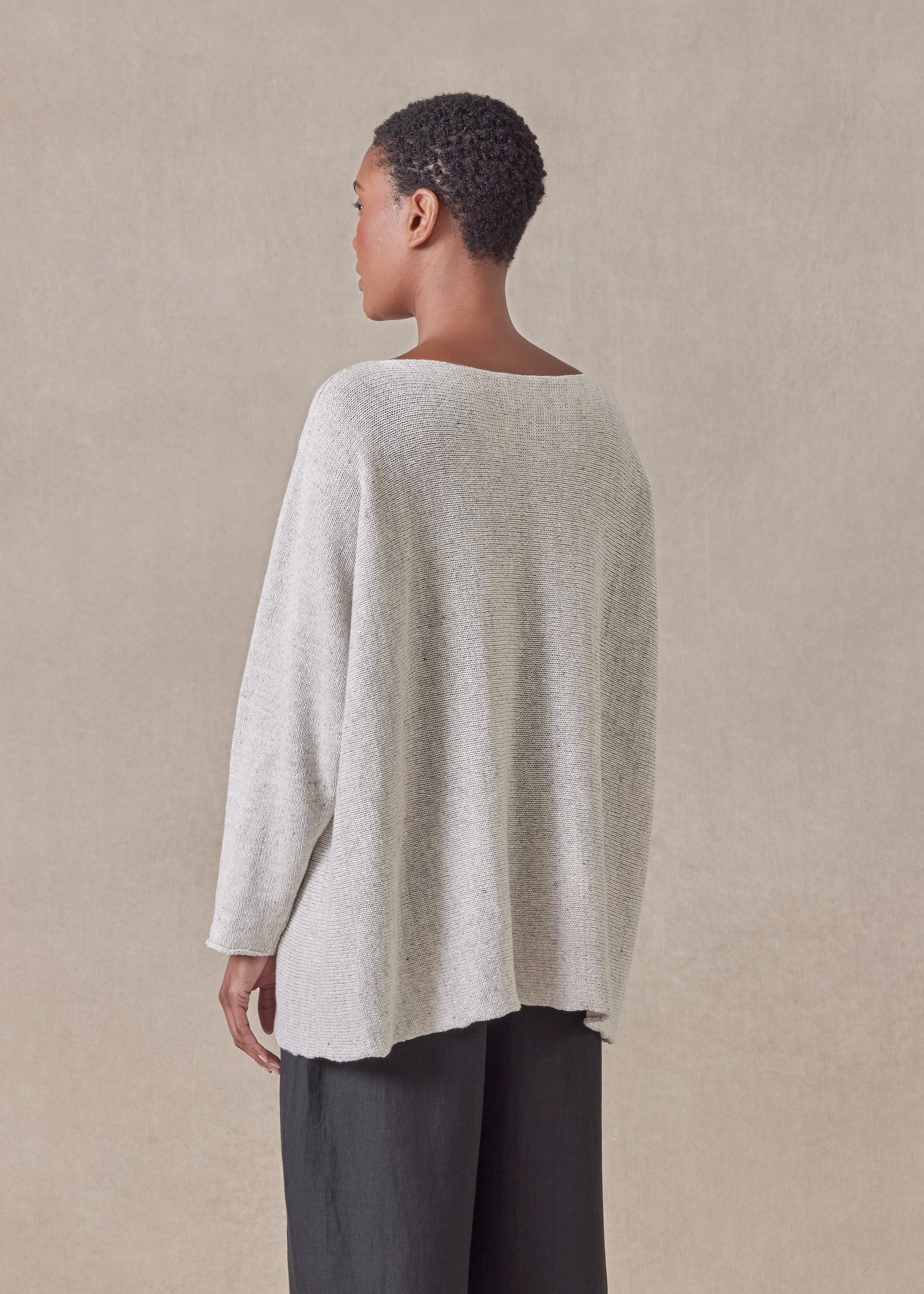 cotton linen mix  sideways knitted sweater - mid