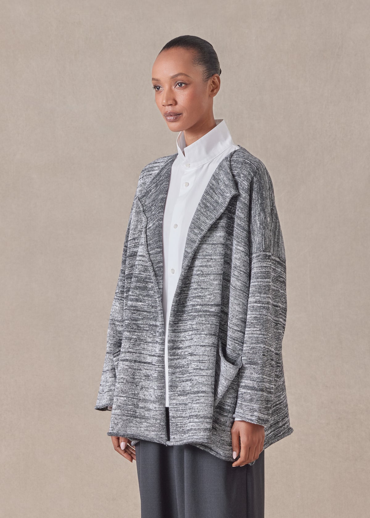 cotton linen mix  jacket coat - mid plus