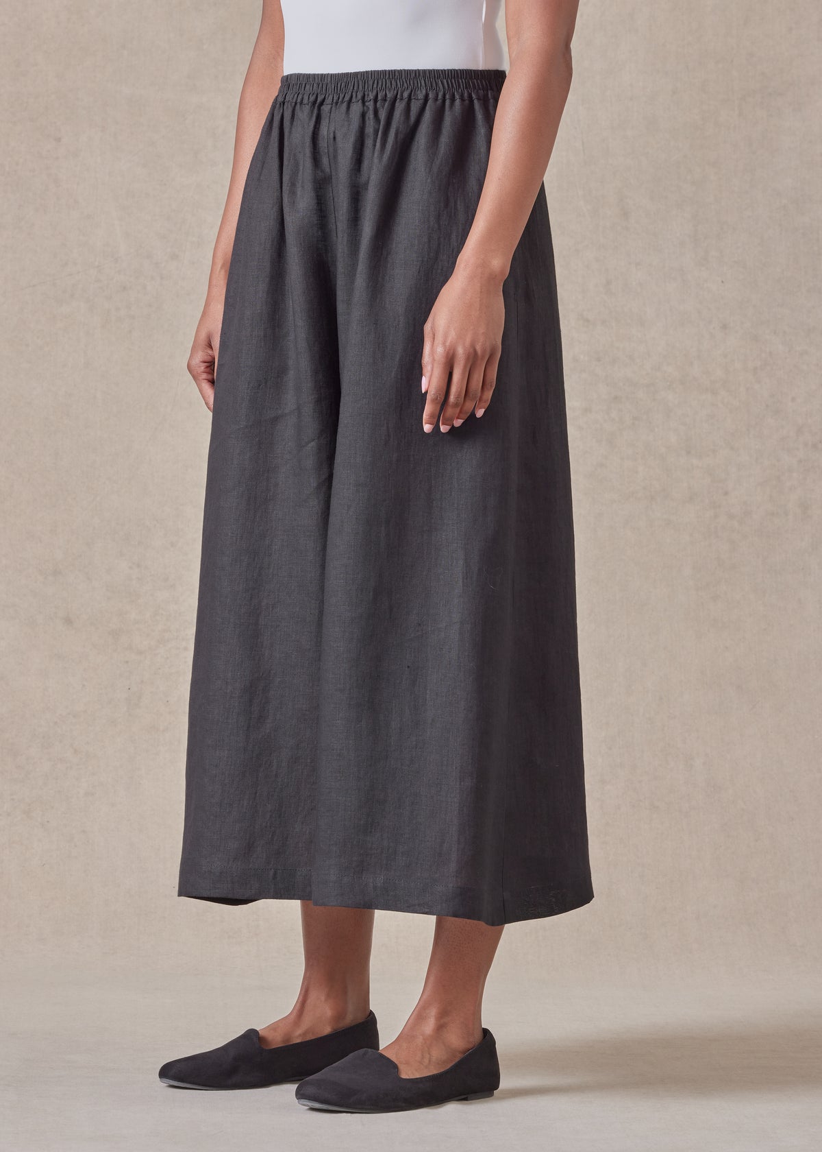 linen flared culotte