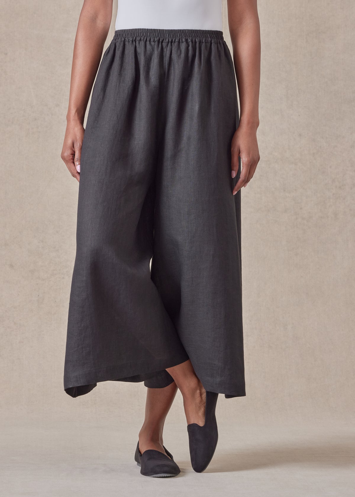 linen flared culotte