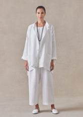 linen longer back wide mandarin jacket - long