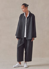 linen caucasus jacket with notch collar - long