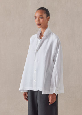 linen caucasus shirt with notch collar - mid plus