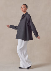 linen caucasus shirt with collar - long