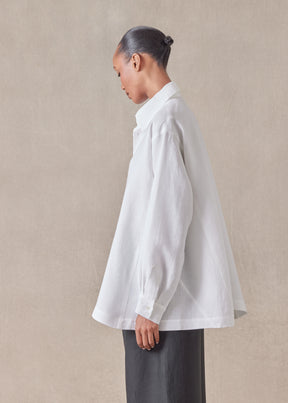 linen caucasus shirt with collar - long