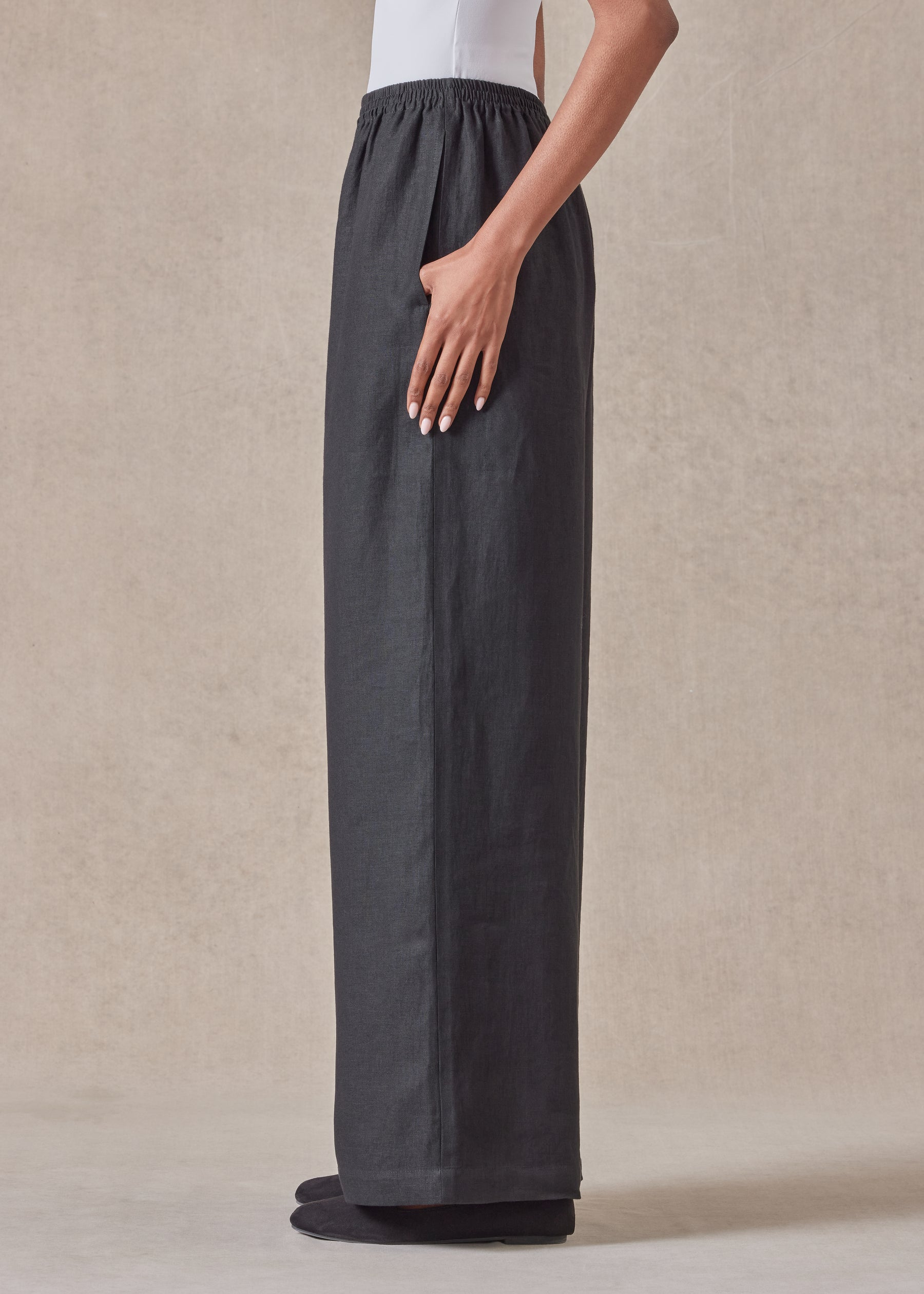 linen flared trouser