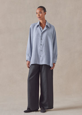 linen caucasus shirt with collar - long