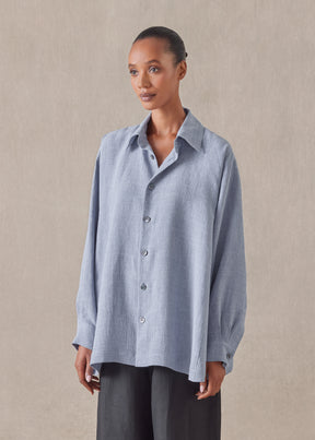 linen caucasus shirt with collar - long