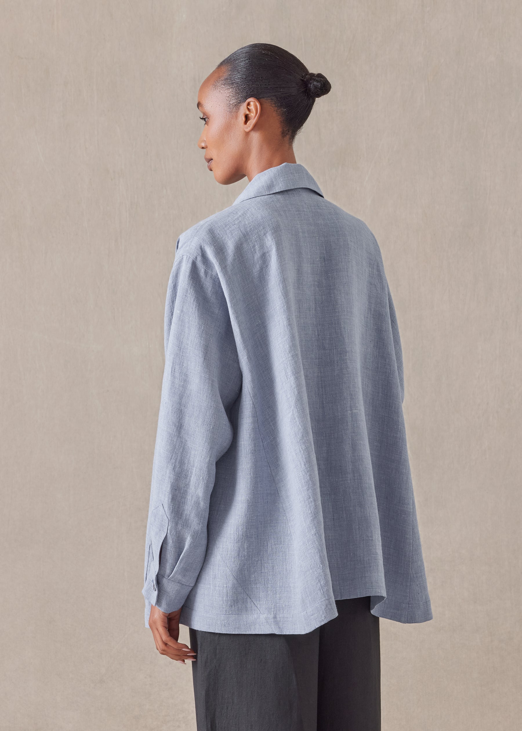 linen caucasus shirt with collar - long