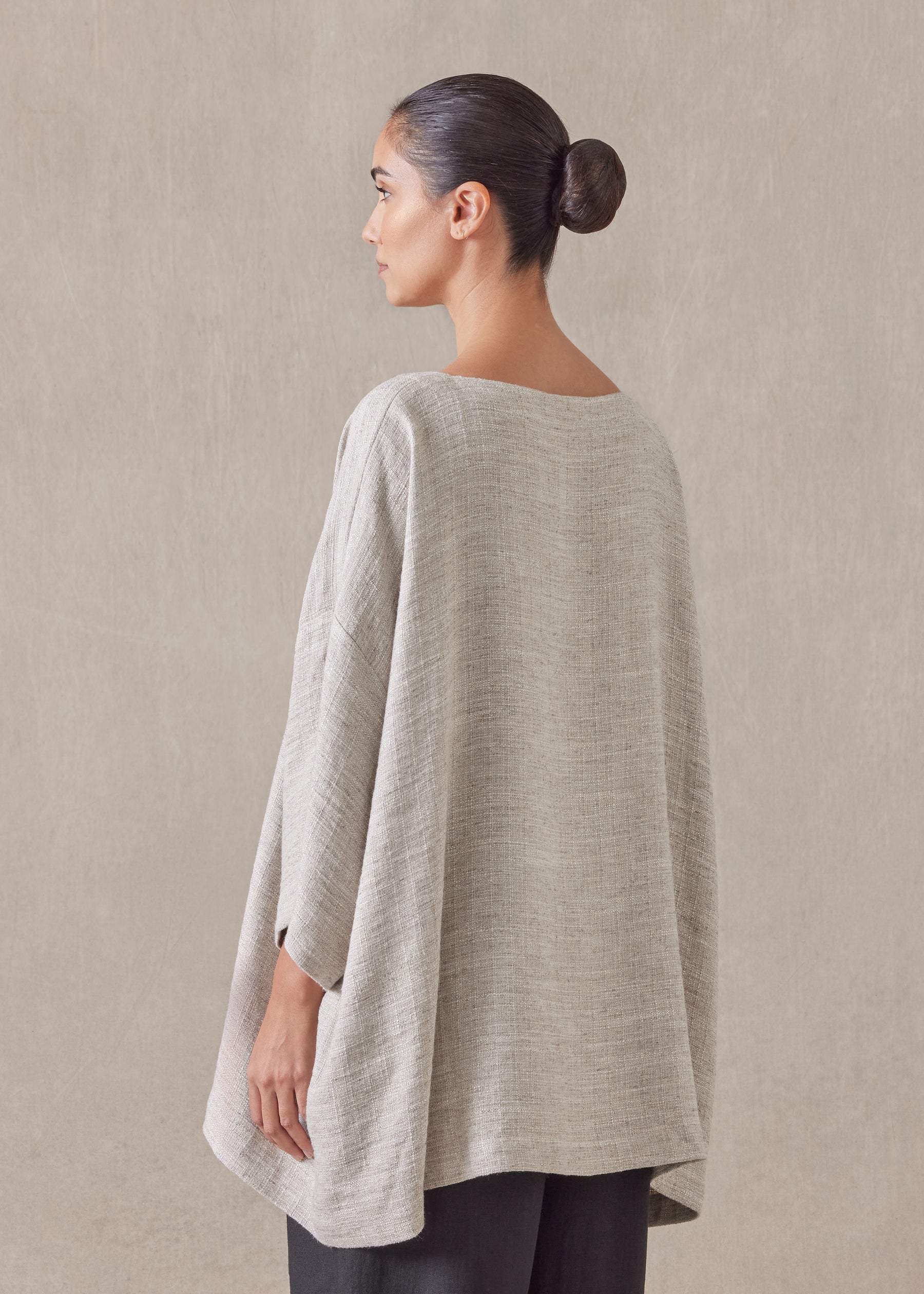 linen 3/4 sleeve scoop neck - long