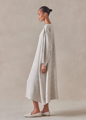 linen wide a-line scoop neck dress