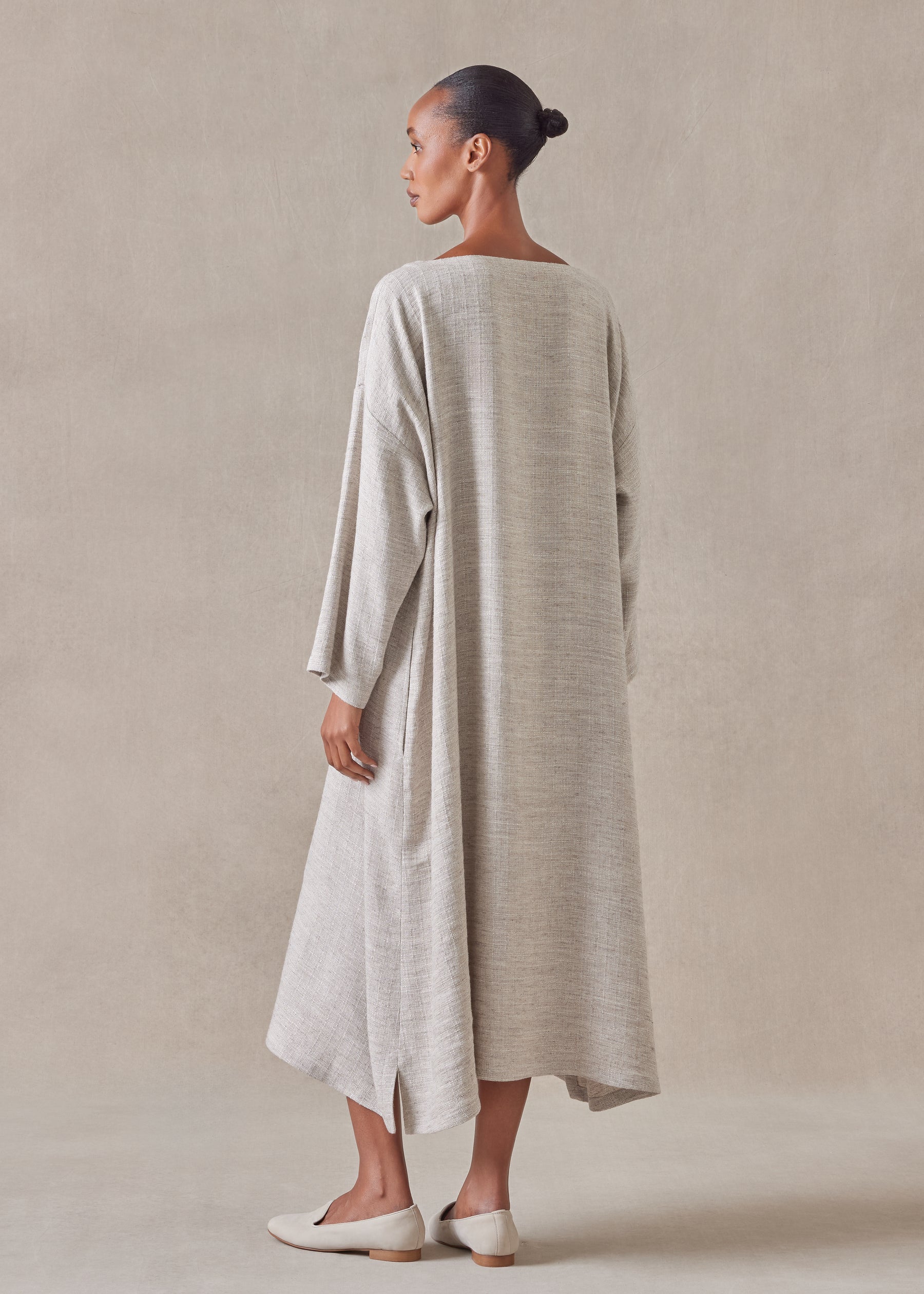 linen wide a-line scoop neck dress