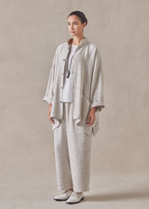 linen wide mandarin jacket - long