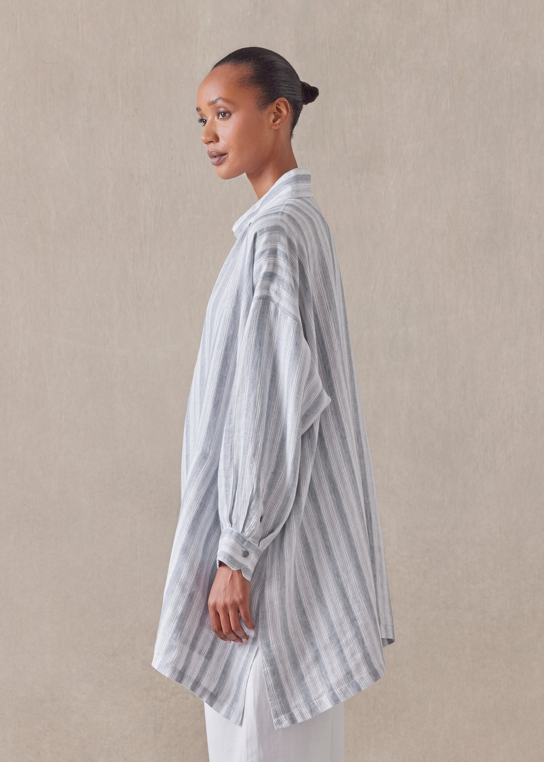 linen wide a-line artists smock - long plus