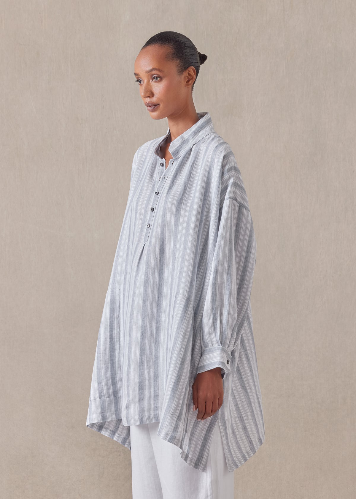 linen wide a-line artists smock - long plus