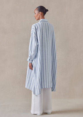 linen wide a-line artists smock dress with collar