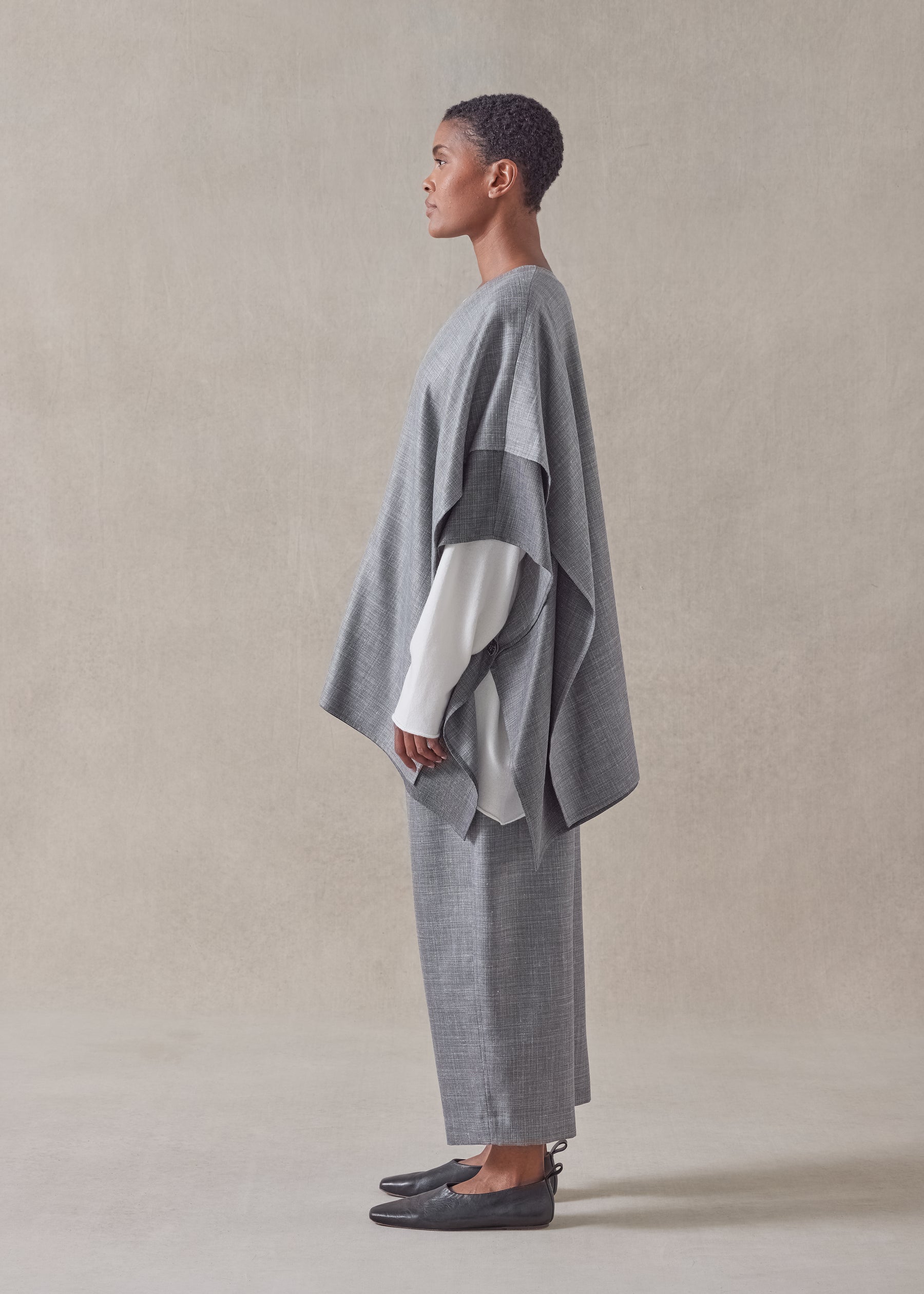 silk linen wool mix  double layer blanket tabard - long