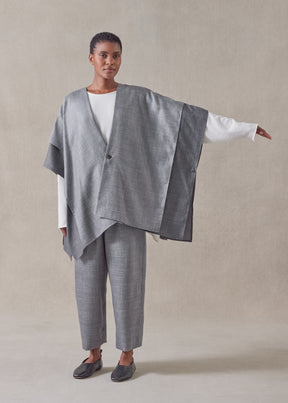 silk linen wool mix  double layer blanket tabard - long