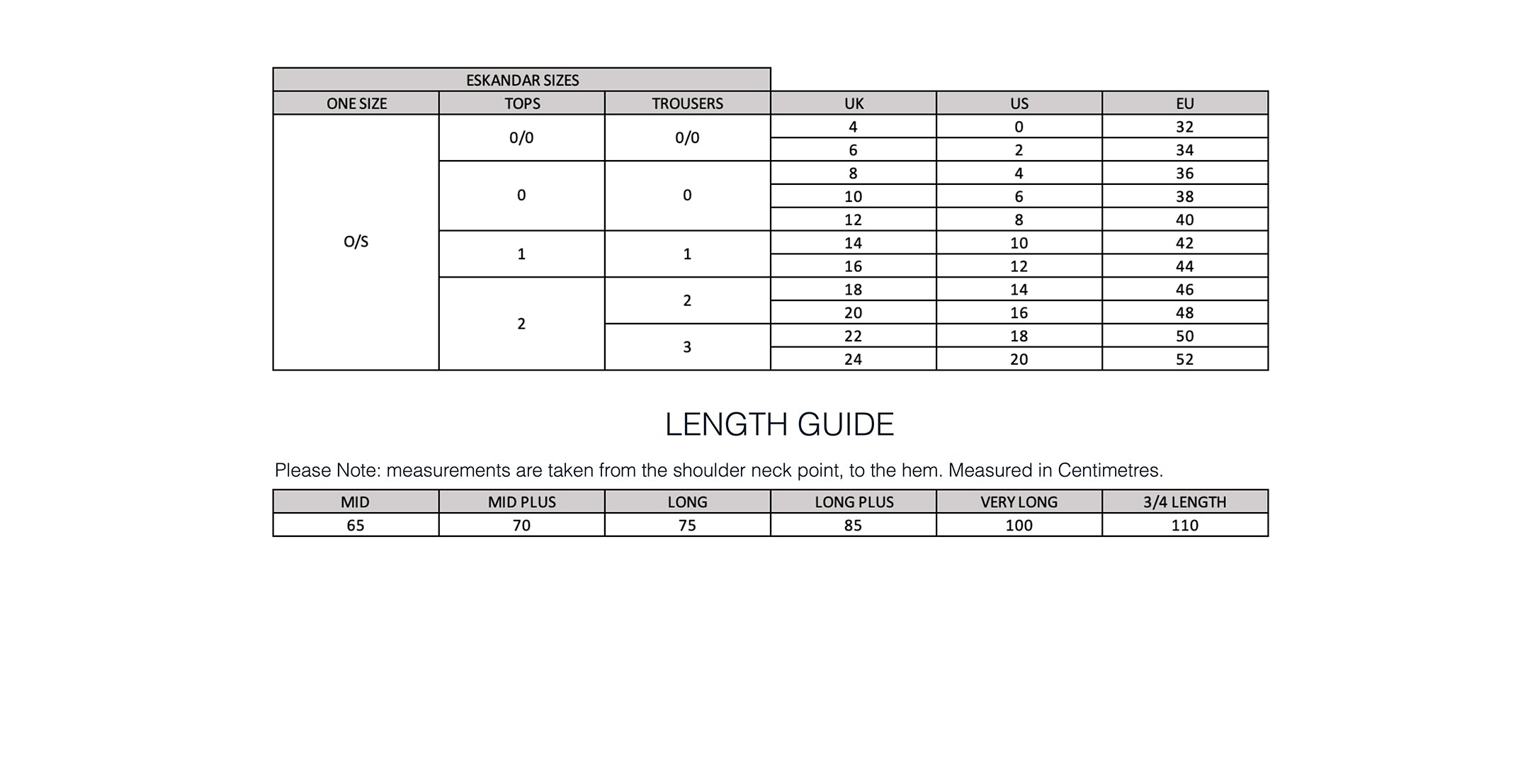 SIZE GUIDE