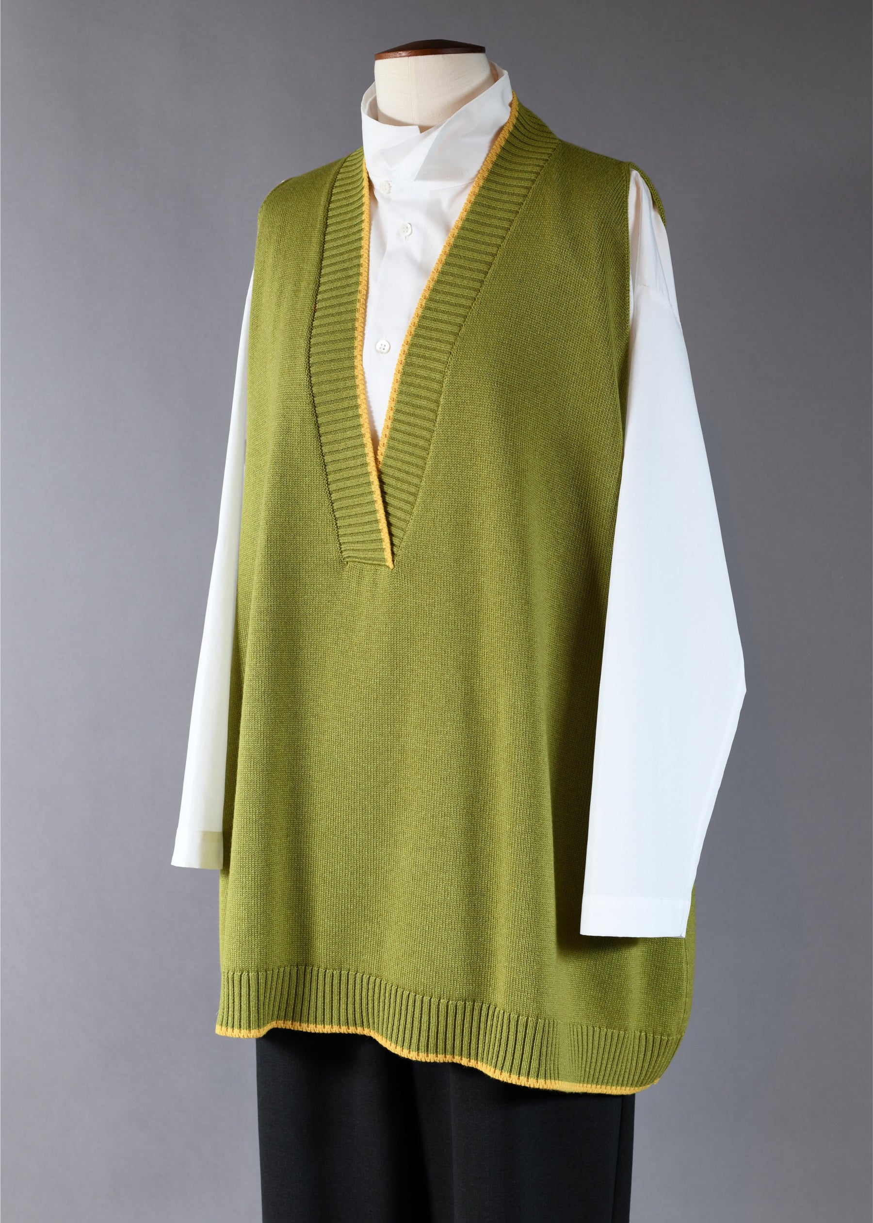 cashmere silk mix a-line sleeveless cross over v-neck sweater - long