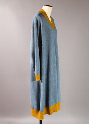 cashmere silk mix a-line v-neck knit dress