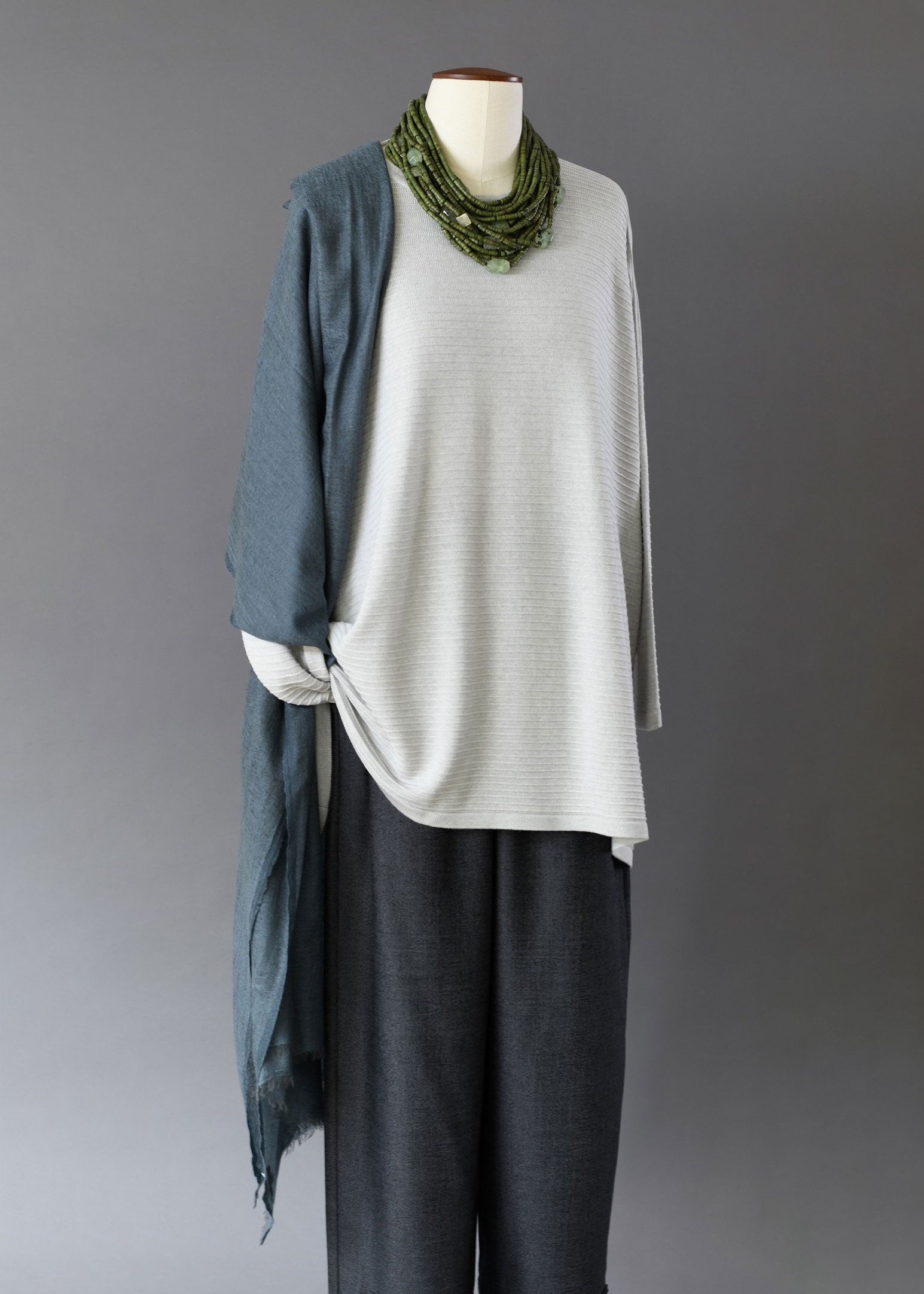 silk a-line round neck sweater - long