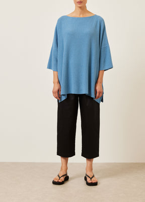 cotton square 3/4 sleeve sweater - long