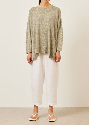 linen silk mix bateau neck sweater - mid plus