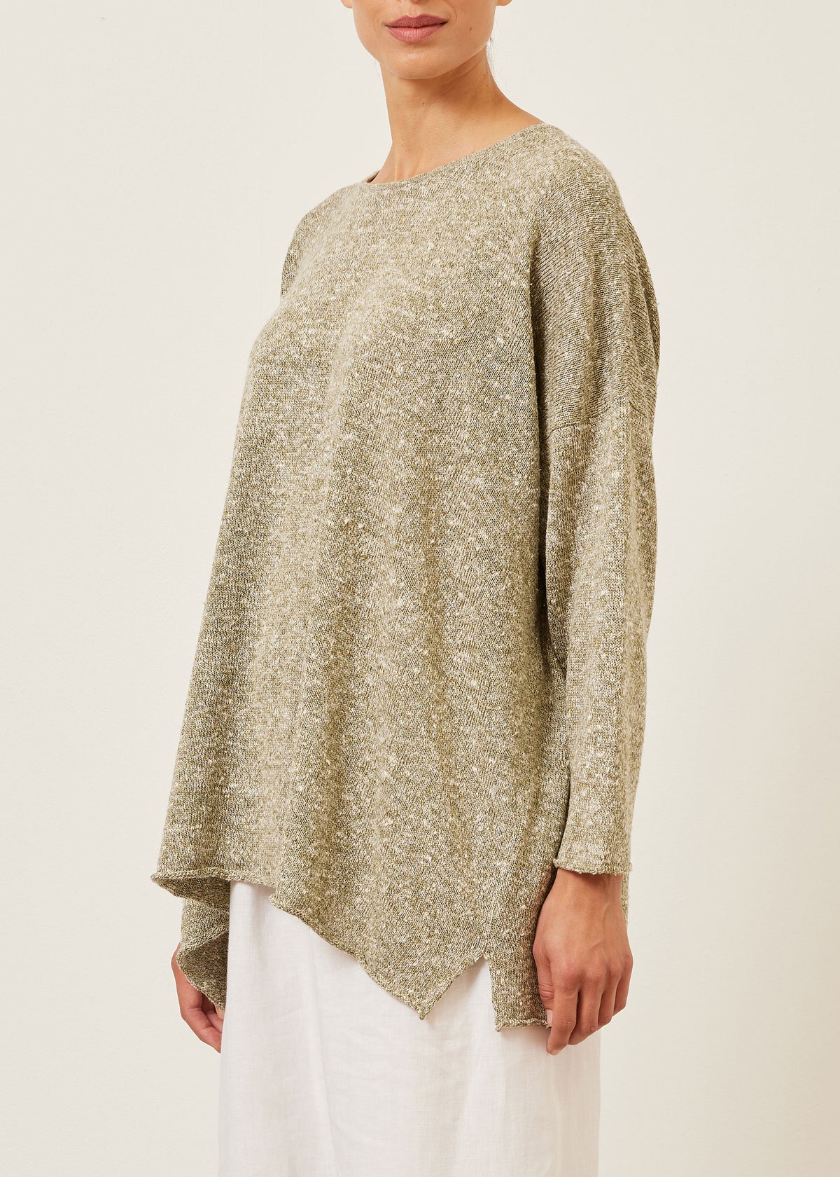 linen silk mix bateau neck sweater - mid plus