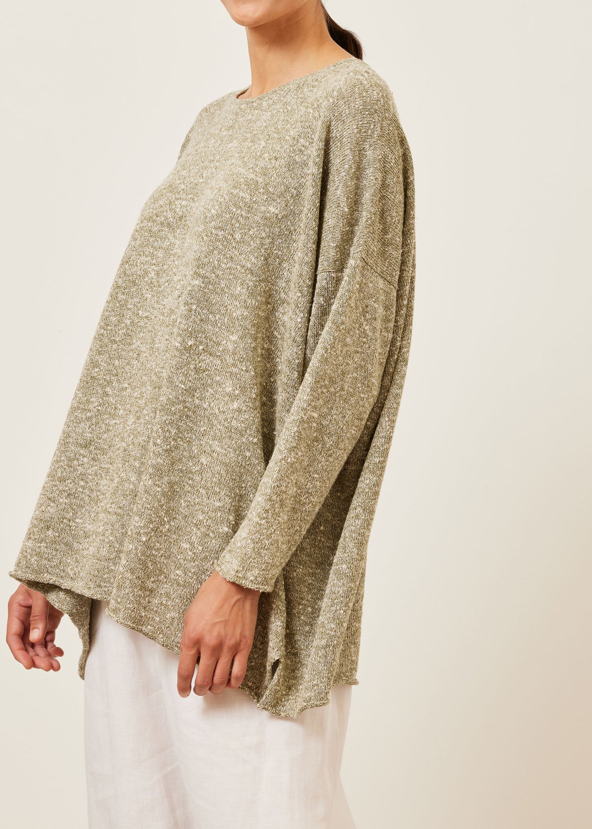 linen silk mix bateau neck sweater - mid plus