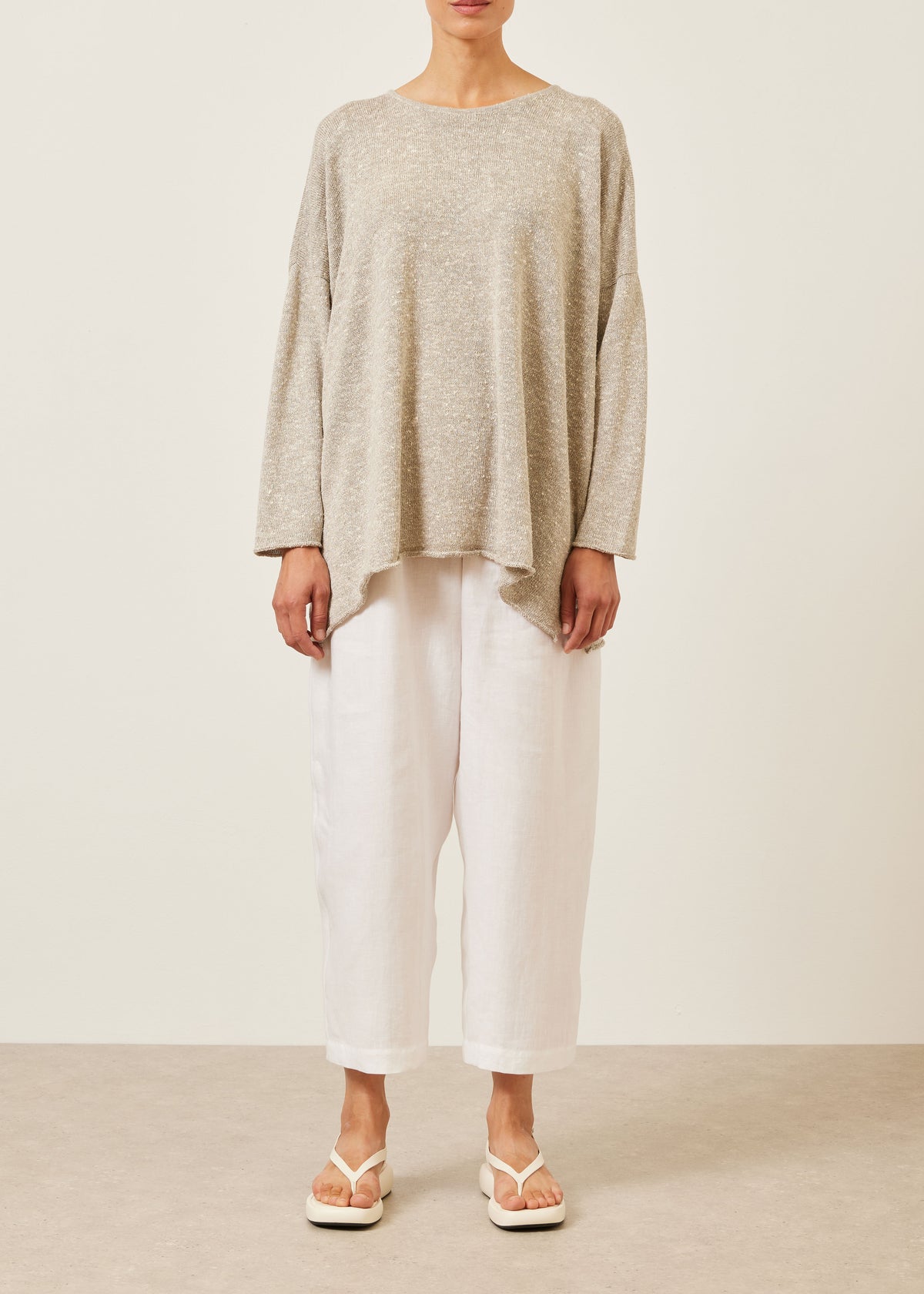 linen silk mix bateau neck sweater - long