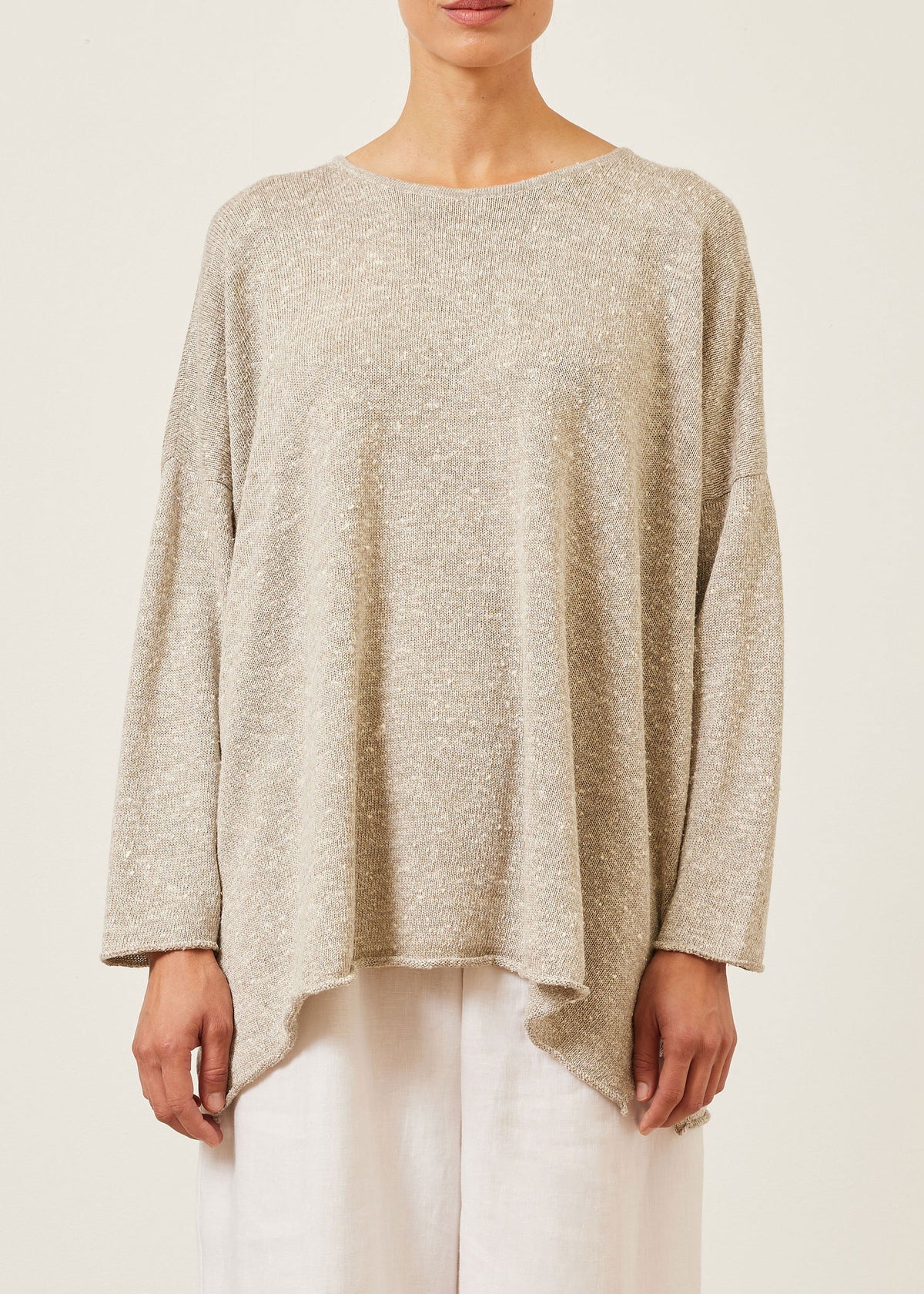 linen silk mix bateau neck sweater - long