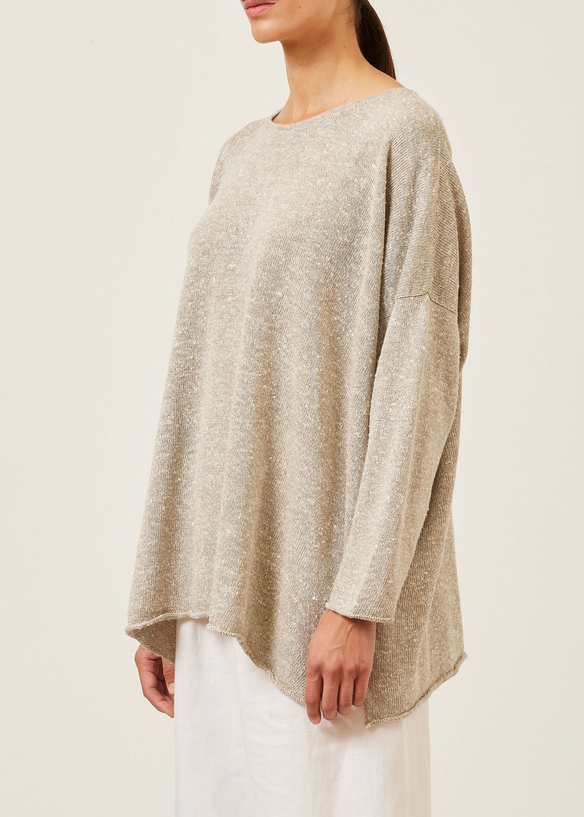 linen silk mix bateau neck sweater - long