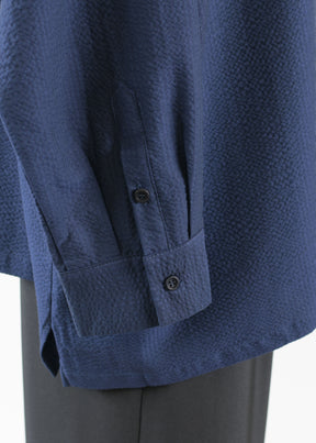 cotton wide a-line shirt with collar - long