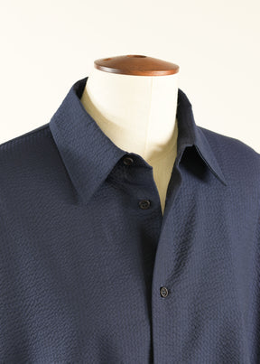 cotton wide a-line shirt with collar - long